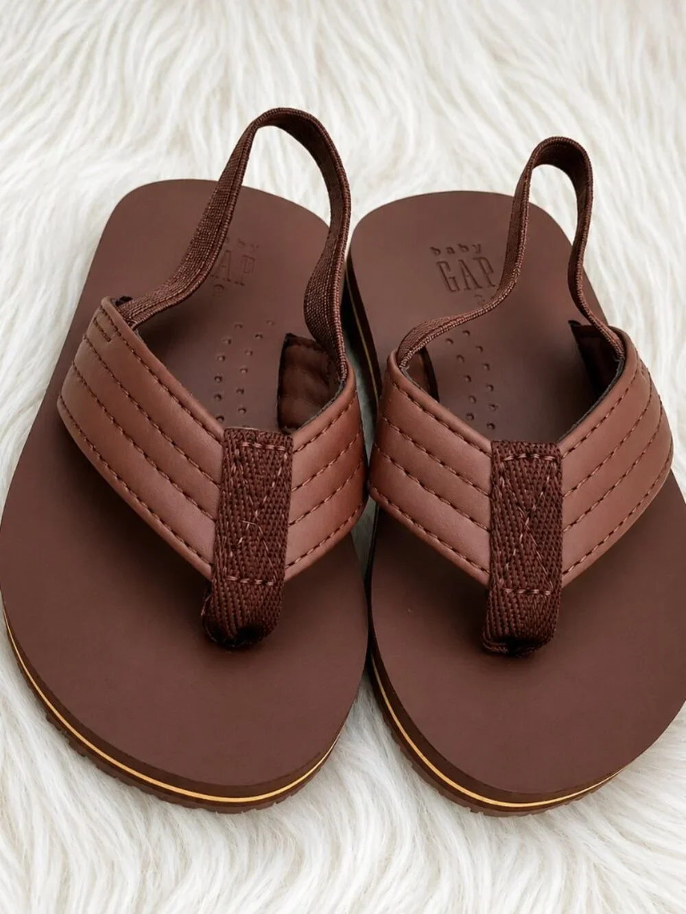GAP Big Boy Brown Faux Leather Toddler Sandals SZ 6
